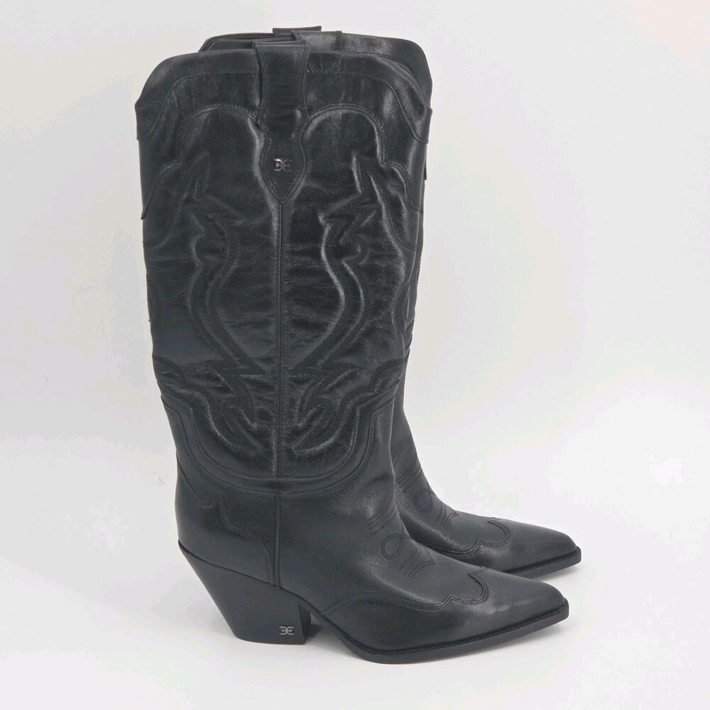 Steve Madden James Western Boots Womens Size 9 Black Leather Tall Cowgirl Boho
